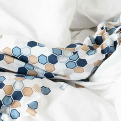 Housse De Couette Réversible Percale De Coton Hexagone -feuille Soldes Magasin housse de couette reversible percale de coton hexagone 3