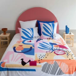 Housse De Couette Réversible Percale De Coton Imprimée Abstrait Artsy Urbain -feuille Soldes Magasin housse de couette reversible percale de coton imprimee abstrait artsy urbain 2