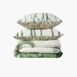 Housse De Couette Réversible Percale De Coton Lavée Biologique Monarbre -feuille Soldes Magasin housse de couette reversible percale de coton lavee biologique monarbre 3