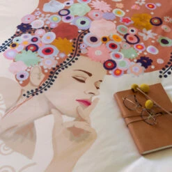 Housse De Couette Réversible Percale De Coton Psyché Femme -feuille Soldes Magasin housse de couette reversible percale de coton psyche femme 2