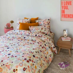 Housse De Couette Réversible Percale De Coton Psyché Femme -feuille Soldes Magasin housse de couette reversible percale de coton psyche femme 4