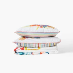 Housse De Couette Réversible Percale De Coton Récif -feuille Soldes Magasin housse de couette reversible percale de coton recif 3