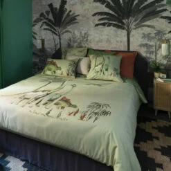 Housse De Couette Réversible Pur Coton Biologique Dinotopi Kaki