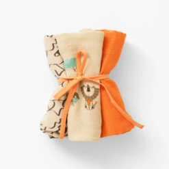 Lot De 3 Langes Mousseline De Coton Bio Safari