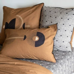 Taie D'oreiller Carré Lin Et Coton Lavé Eclipse -feuille Soldes Magasin taie d oreiller carre lin et coton lave eclipse 2