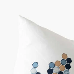 Taie D'oreiller Carré Percale De Coton Hexagone -feuille Soldes Magasin taie d oreiller carre percale de coton hexagone 2