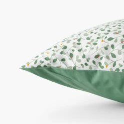 Taie D'oreiller Carré Percale De Coton Neo Thym Végétal -feuille Soldes Magasin taie d oreiller carre percale de coton neo thym vegetal 3