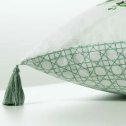 Taie D'oreiller Carrée Coton Et Lin Aloevera -feuille Soldes Magasin taie d oreiller carree coton et lin aloevera 3