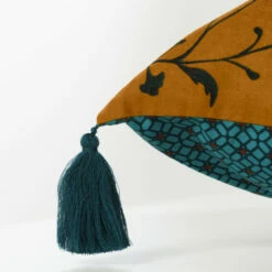 Taie D'oreiller Carrée Coton Et Lin Bukhara -feuille Soldes Magasin taie d oreiller carree coton et lin bukhara 2