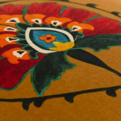 Taie D'oreiller Carrée Coton Et Lin Bukhara -feuille Soldes Magasin taie d oreiller carree coton et lin bukhara 3