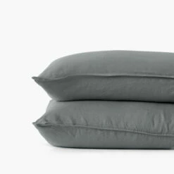 Taie D'oreiller Carrée Lin Et Coton Lavé Songe Kaki Cendré 6 Taie D'oreiller Carrée Lin Et Coton Lavé Songe Kaki Cendré -feuille Soldes Magasin taie d oreiller carree lin et coton lave songe kaki cendre 2