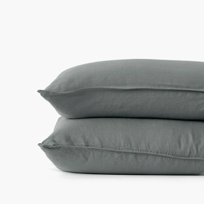 Taie D'oreiller Carrée Lin Et Coton Lavé Songe Kaki Cendré 3 Taie D'oreiller Carrée Lin Et Coton Lavé Songe Kaki Cendré – Image 3