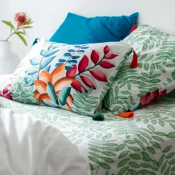 Taie D'oreiller Carrée Percale De Coton Balata -feuille Soldes Magasin taie d oreiller carree percale de coton balata 3