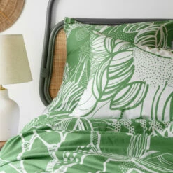 Taie D'oreiller Carrée Percale De Coton Bio Canopée -feuille Soldes Magasin taie d oreiller carree percale de coton bio canopee 2