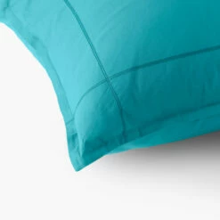 Taie D'oreiller Carrée Percale De Coton Neo Canard -feuille Soldes Magasin taie d oreiller carree percale de coton neo canard 2