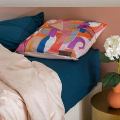 Taie D'oreiller Carrée Percale De Coton Rosangela -feuille Soldes Magasin taie d oreiller carree percale de coton rosangela 3