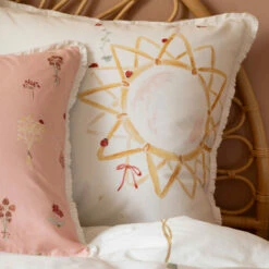 Taie D'oreiller Carrée Pur Coton Biologique Raphia -feuille Soldes Magasin taie d oreiller carree pur coton biologique raphia 2