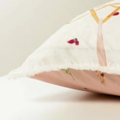 Taie D'oreiller Carrée Pur Coton Biologique Raphia -feuille Soldes Magasin taie d oreiller carree pur coton biologique raphia 3