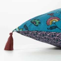 Taie D'oreiller Carrée Réversible Coton Et Lin Bombay -feuille Soldes Magasin taie d oreiller carree reversible coton et lin bombay 2