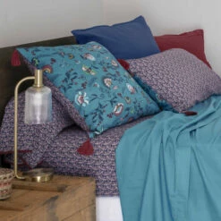 Taie D'oreiller Carrée Réversible Coton Et Lin Bombay -feuille Soldes Magasin taie d oreiller carree reversible coton et lin bombay 3