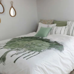 Taie D'oreiller Carrée Réversible Percale De Coton Lavée Biologique Monarbre -feuille Soldes Magasin taie d oreiller carree reversible percale de coton lavee biologique monarbre 3