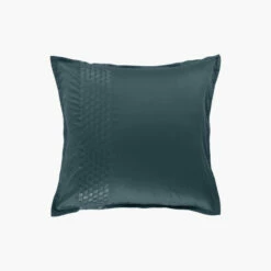 Taie D'oreiller Carrée Satin De Coton Cubes II Vert Cèdre