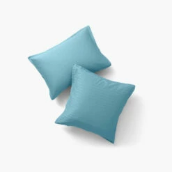 Taie D'oreiller Carrée Satin De Coton Jacquard Pois Et Rayures Prestige Glacier -feuille Soldes Magasin taie d oreiller carree satin de coton jacquard pois et rayures prestige glacier 2