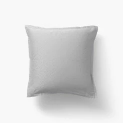 Taie D'oreiller Carrée Satin De Coton Jacquard Pois Et Rayures Prestige Tourterelle