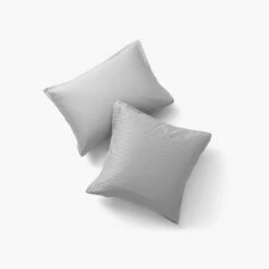 Taie D'oreiller Carrée Satin De Coton Jacquard Pois Et Rayures Prestige Tourterelle -feuille Soldes Magasin taie d oreiller carree satin de coton jacquard pois et rayures prestige tourterelle 3