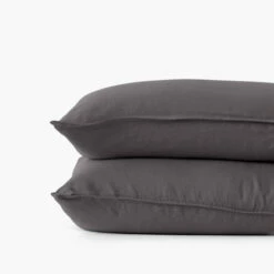 Taie D'oreiller Rectangulaire Lin Lavé Songe Charbon -feuille Soldes Magasin taie d oreiller rectangulaire lin lave songe charbon 2