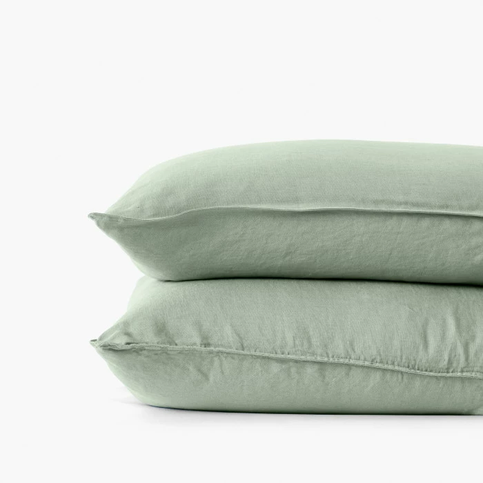Taie D'oreiller Rectangulaire Lin Lavé Unie Songe Eucalyptus 4 Taie D'oreiller Rectangulaire Lin Lavé Unie Songe Eucalyptus – Image 4