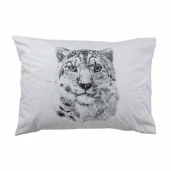 Taie D'oreiller Rectangulaire Percale De Coton Imprimée Panthère Irbis