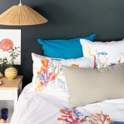 Taie D'oreiller Rectangulaire Percale De Coton Neo Azur 5 Taie D'oreiller Rectangulaire Percale De Coton Neo Azur -feuille Soldes Magasin taie d oreiller rectangulaire percale de coton neo azur 2