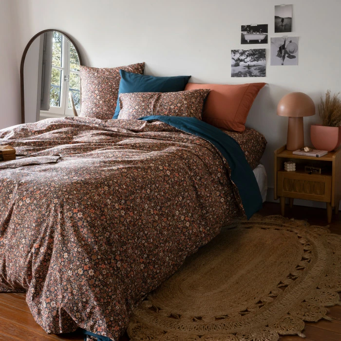 Taie D'oreiller Rectangulaire Percale De Coton Neo Bleu Prusse Floral 4 Taie D'oreiller Rectangulaire Percale De Coton Neo Bleu Prusse Floral – Image 4