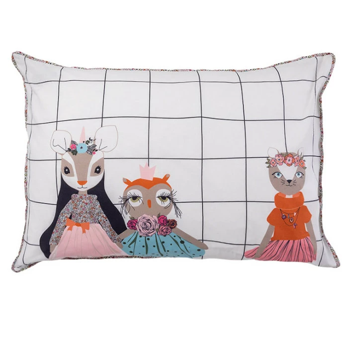 Taie D'oreiller Rectangulaire Pur Coton Biologique Imprimée Animaux Et Fleurs Romance 1 Taie D'oreiller Rectangulaire Pur Coton Biologique Imprimée Animaux Et Fleurs Romance