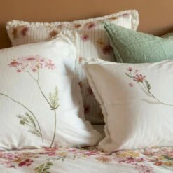 Taie D'oreiller Rectangulaire Pur Coton Lavé Biologique Ô Gaïa -feuille Soldes Magasin taie d oreiller rectangulaire pur coton lave biologique o gaia 2