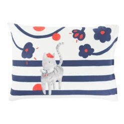 Taie D'oreiller Rectangulaire Réversible Coton Biologique Ptitchic Chat