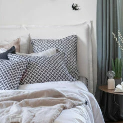 Taie D'oreiller Rectangulaire Réversible Percale De Coton Azulejos -feuille Soldes Magasin taie d oreiller rectangulaire reversible percale de coton azulejos 2