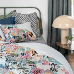 Taie D'oreiller Rectangulaire Réversible Percale De Coton Azulejos -feuille Soldes Magasin taie d oreiller rectangulaire reversible percale de coton azulejos 4